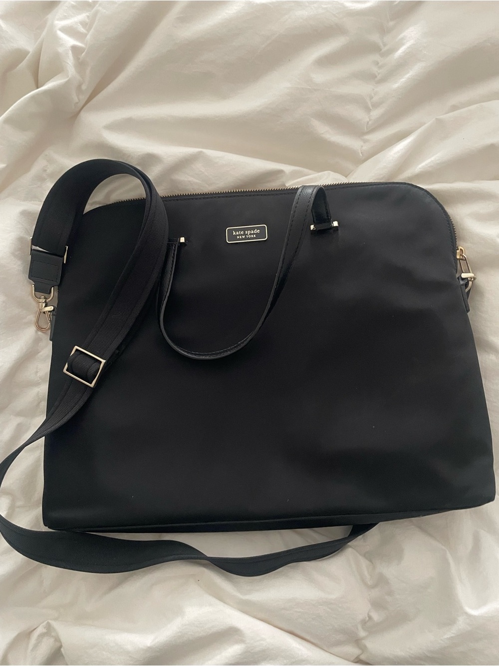 kate spade Black Nylon Laptop Tote with Adjustable Strap
